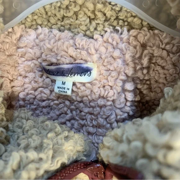 For Love and Lemons Sherpa Patchwork Color Block Full Zip Jacket - Picture 6 of 16